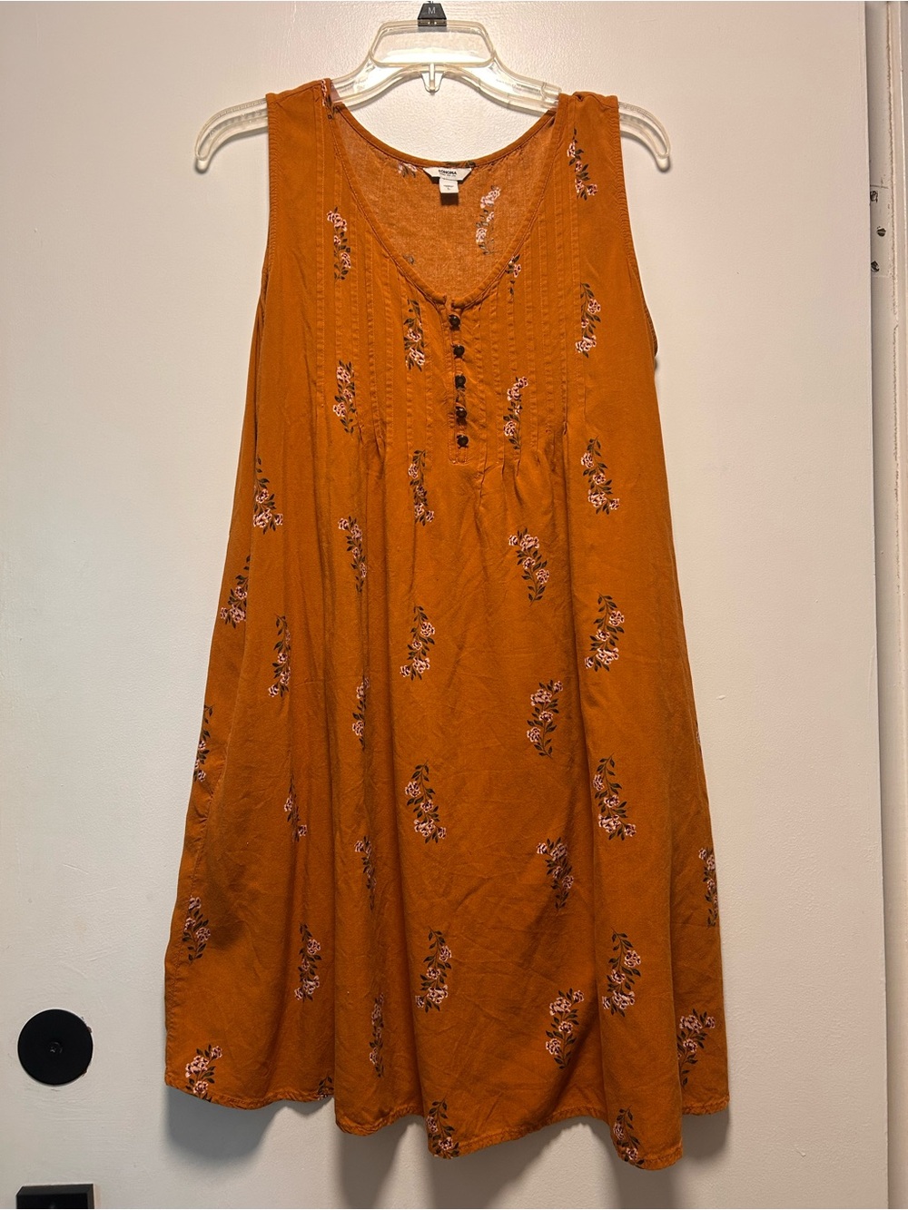 Sonoma Rust Floral Midi Dress with Button Front